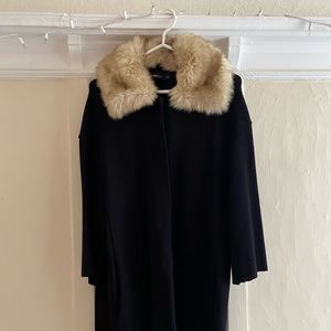 Zara knit coat with faux fur collar